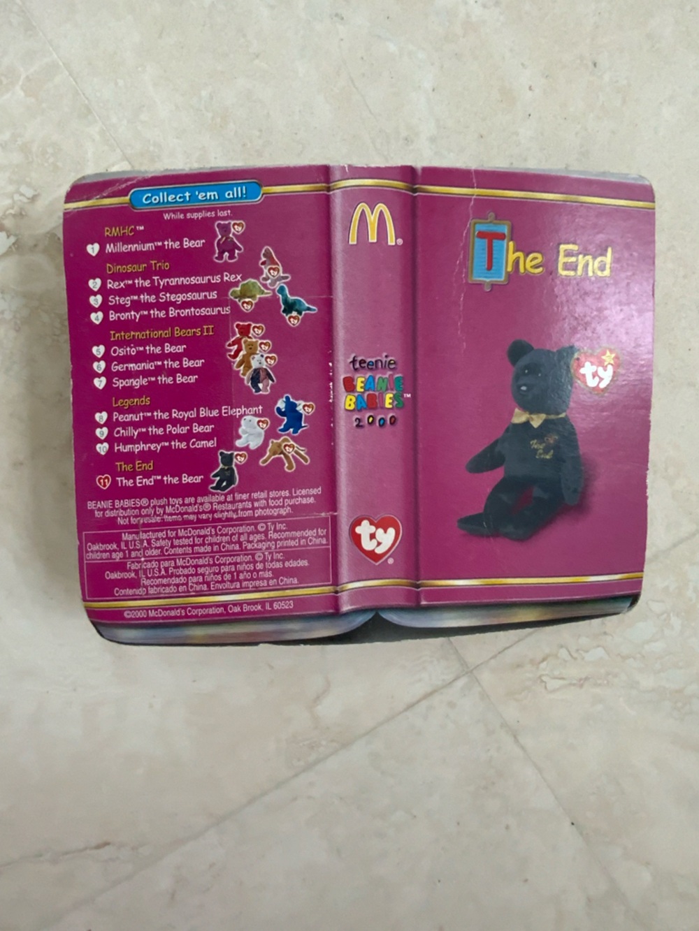 Ty Beanie Baby, McDonald’s  End Bear - Black w/Gold Embroidery NWOT - Picture 2 of 2